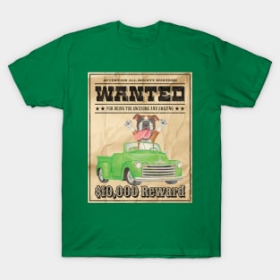 Cute Funny Boxer Dog Wanted Poster T-Shirt